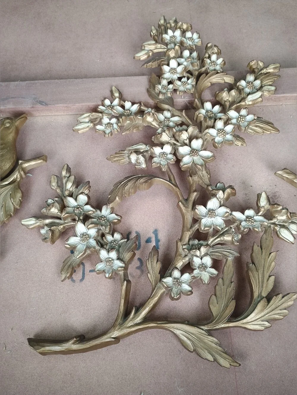 Vintage Syroco golden birds & dogwood wall art 1970s